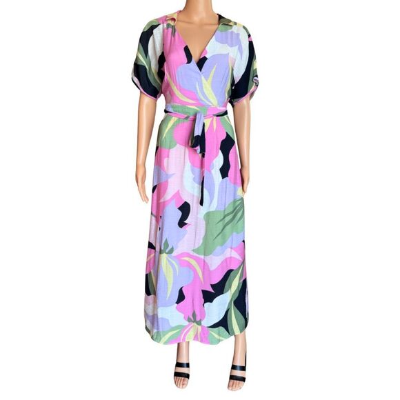 Vero Moda Colorful Floral V Neck Maxi Dress Medium - Picture 2 of 6